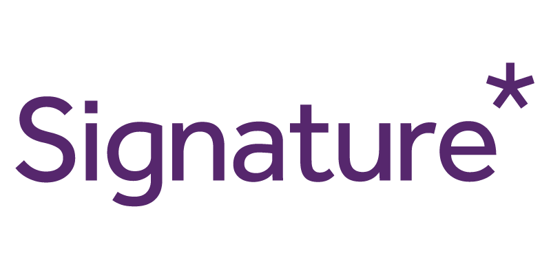 Signature logo in purple font